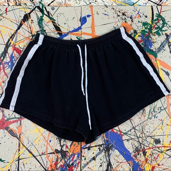 Marika Pants - Marika black with white stripes athletic shorts.